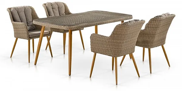Комплект плетеной мебели T363B/Y363B-W65 Light Brown 4Pcs