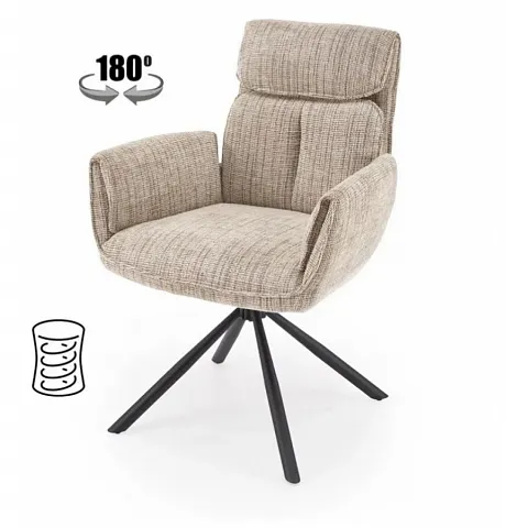 Стул HALMAR K596 бежевый/черный, поворотный
