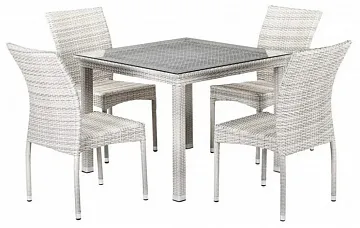 Комплект плетеной мебели T257C/Y380-W85-90x90 4Pcs Latte