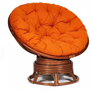 Кресло-качалка ",PAPASAN", w 23/01 B / с подушкой / Pecan (орех), ткань Оранжевый, С 23