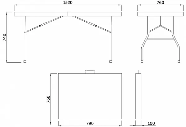 Стол садовый складной, белый, hdpe-пластик, длина 152 см фото 3