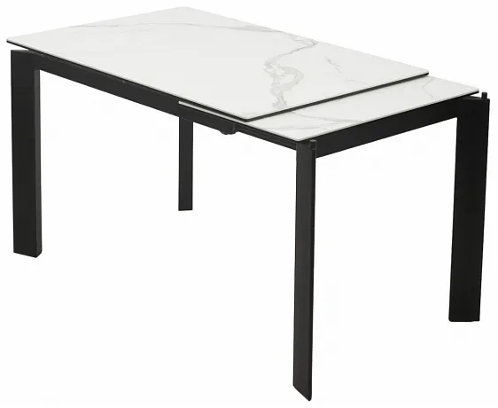 Стол CORNER 120 MATTE STATUARIO Белый мрамор матовый керамика, стекло/ черный каркас, ®DISAUR фото 3