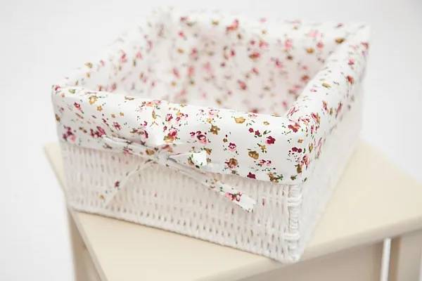 Тумба с 3-я корзинами и ящиком Secret De Maison FANTASIE 4 ( mod. 4327 ) paulownia, мдф, 34x30x79см, butter white (слоновая кость), ткань -розочки фото 4