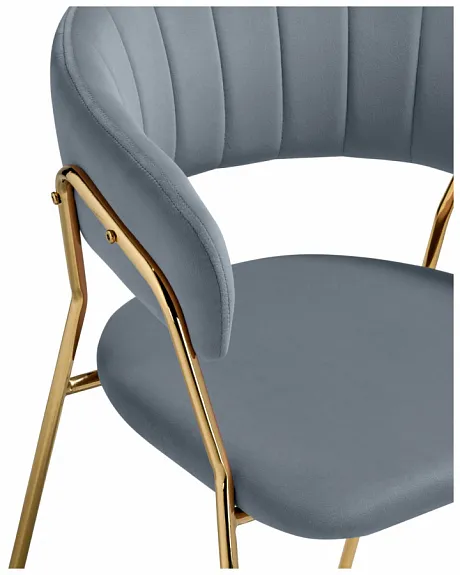 Стул на металлокаркасе Kamelia 1 light gray fabric / gold фото 8