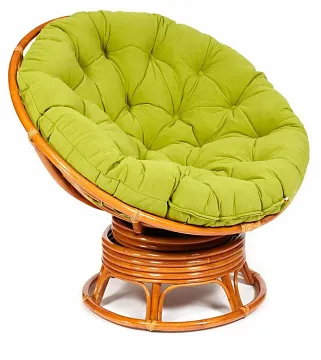 Кресло-качалка ",PAPASAN", w 23/01 B / с подушкой / Cognac (коньяк), флок Олива, 23