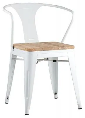 Стул TOLIX ARM WOOD с подлокотниками белый