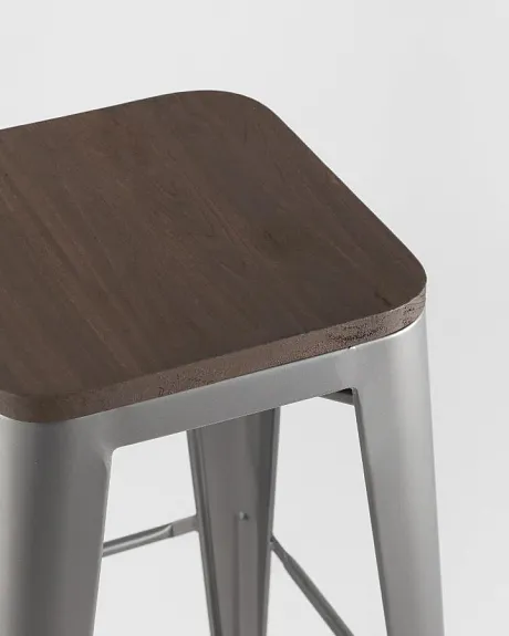 Стул барный TOLIX WOOD серебристый матовый фото 3