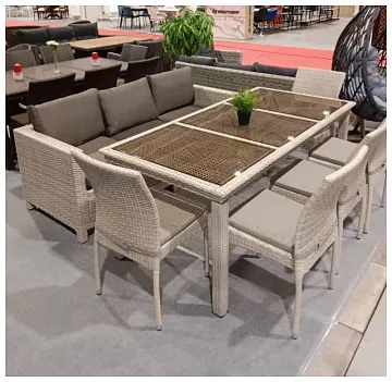 Комплект плетеной мебели T365/S65/Y380C-W85 8PCS Latte (8+1) + подушки