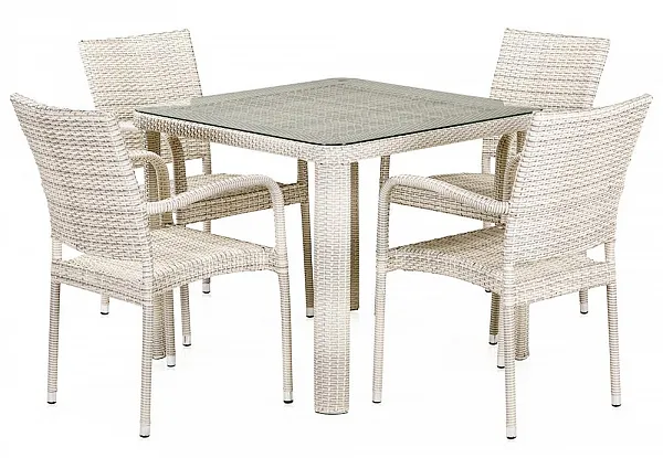 Комплект плетеной мебели T341A/Y376A-W85-90x90 4Pcs Latte