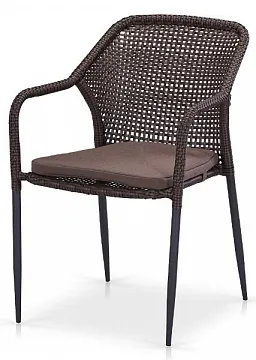 Плетеный стул Y35B-W2390 Brown с подушкой