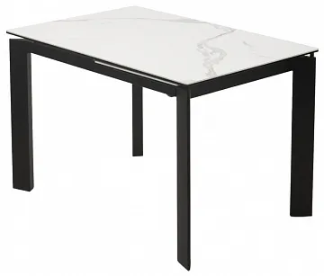 Стол CORNER 120 HIGH GLOSS STATUARIO керамика, стекло/ черный каркас, ®DISAUR