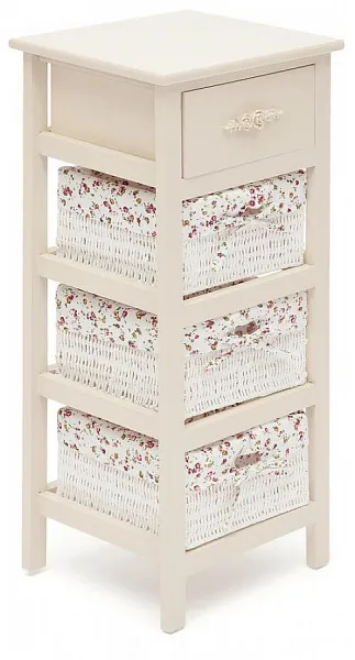 Тумба с 3-я корзинами и ящиком Secret De Maison FANTASIE 4 ( mod. 4327 ) paulownia, мдф, 34x30x79см, butter white (слоновая кость), ткань -розочки