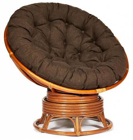 Кресло-качалка ",PAPASAN", w 23/01 B / с подушкой / Cognac (коньяк), ткань Коричневый, 3М7-147