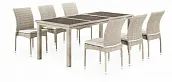 Комплект плетеной мебели T365/Y380C-W85 Latte (6+1) + подушки