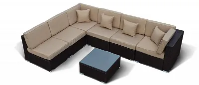 Плетеный модульный диван YR822 Brown