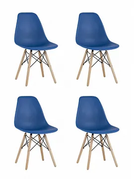 Стул Eames Style DSW синий x4 (разборный каркас)