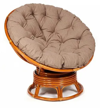 Кресло-качалка ",PAPASAN", w 23/01 B / с подушкой / Cognac (коньяк), экошерсть Коричневый, 1811-5