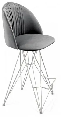 Стул полубарный SHT-ST35-1/S66-1 угольно-серый/хром лак