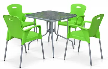 Комплект мебели для кафе TL80x80/XRF065BG-Green (4+1)