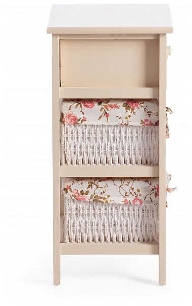 Тумба с 2 корзинами и ящиком Secret De Maison FANTASIE 3 ( mod. 4326 ) paulownia, мдф, 34x30x62см, butter white (слоновая кость), ткань -розочки фото 3