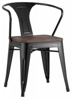 Стул TOLIX ARM WOOD с подлокотниками черный