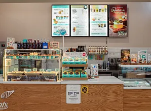 Барная стойка и мебель для кафе пекарни Cinnabon в ТРЦ МЕГА Дыбенко Фото 19