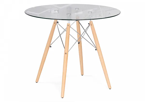 Стол PT-151 90х90х76 clear glass / wood