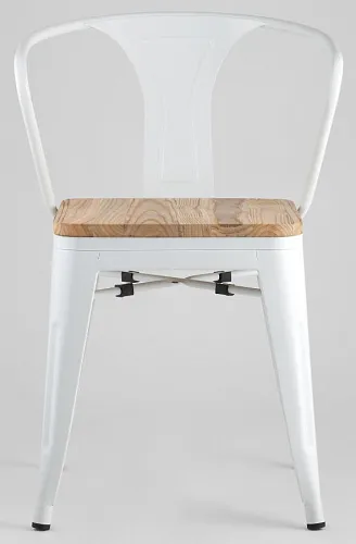 Стул TOLIX ARM WOOD с подлокотниками белый