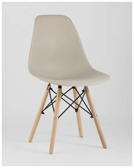 Стул Eames Style DSW бежевый x4 (разборный каркас) фото 3