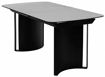 Стол RASMUS 160 TL-45 Белый мрамор, испанская керамика / черный каркас, ®DISAUR