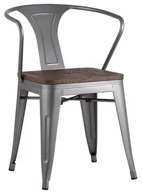 Стул TOLIX ARM WOOD с подлокотниками серебристый