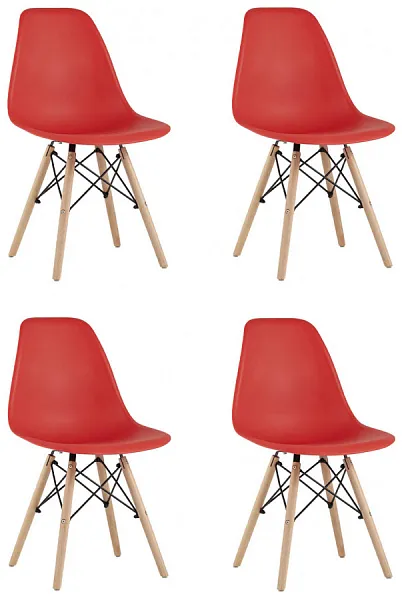 Стул Eames Style DSW красный x4 (разборный каркас) фото 2