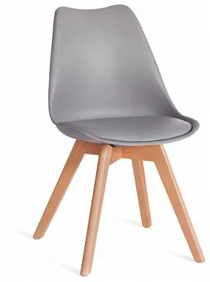 Стул TULIP (mod. 73-1)дерево/пластик/экокожа, серый