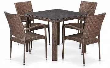 Комплект плетеной мебели T341B/Y376-W773-90x90 4Pcs Brown