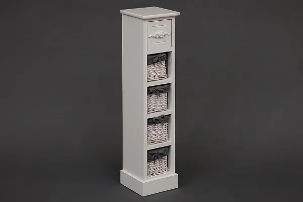 Тумба с 4 корзинами и ящиком  Secret De Maison FLORAL 5 ( mod. HX16-002NS ) paulownia, мдф, 20x20x85см, butter white (слоновая кость) фото 6