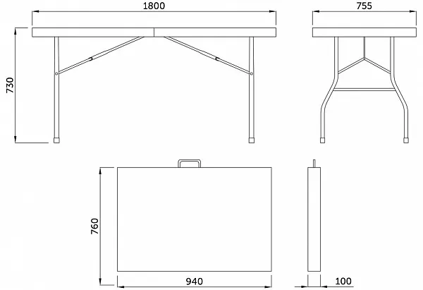 Стол садовый складной, белый, hdpe-пластик, длина 180 см фото 3