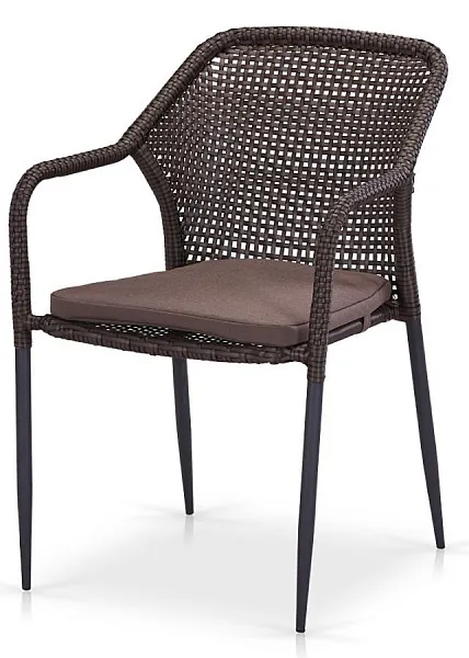 Плетеный стул Y35B-W2390 Brown с подушкой