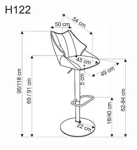 Стул барный HALMAR H122 серый/черный фото 9