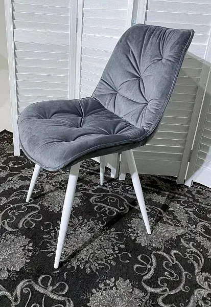 Стул MONACO UF910-05 DARK GREY, велюр/белый каркас фото 6