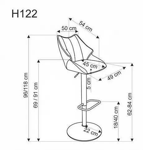 Стул барный HALMAR H122 бежевый/черный фото 3