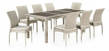 Комплект плетеной мебели T365/Y380C-W85 Latte (8+1) + подушки