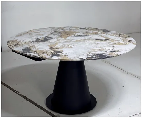 Стол TERAMO 135 GLOSS GRAND JADE SOLID CERAMIC, керамика, поворотн.механизм / Черный каркас, ®DISAUR фото 6