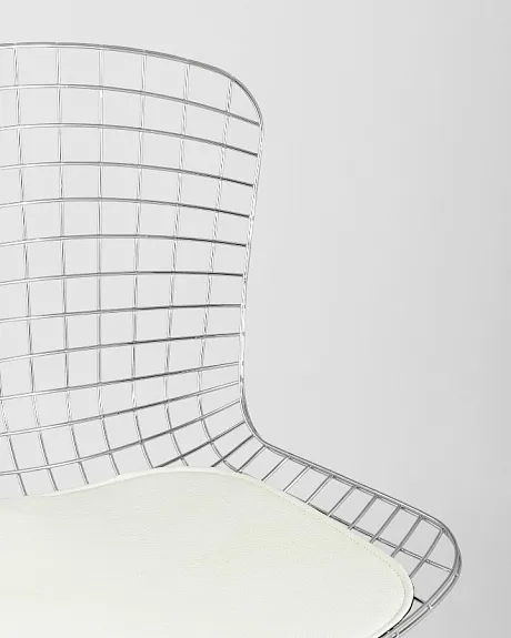 Стул обеденный Bertoia хромированный с белой подушкой фото 7