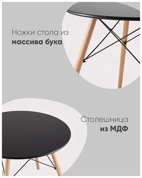 Стол круглый EAMES DSW NEW D=80 черный фото 6