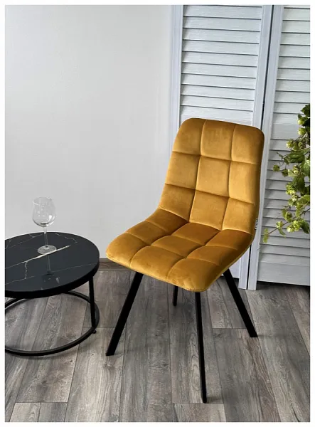 Стул CHILLI SQUARE BLUVEL-68 желтый, велюр / черный каркас фото 2