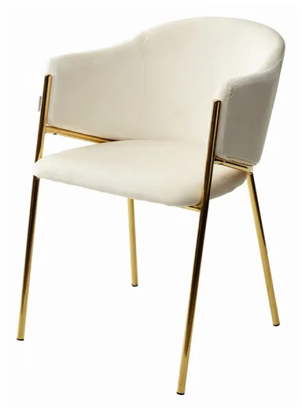 Стул DILL BLUVEL-22 MILK, велюр/ золотой каркас