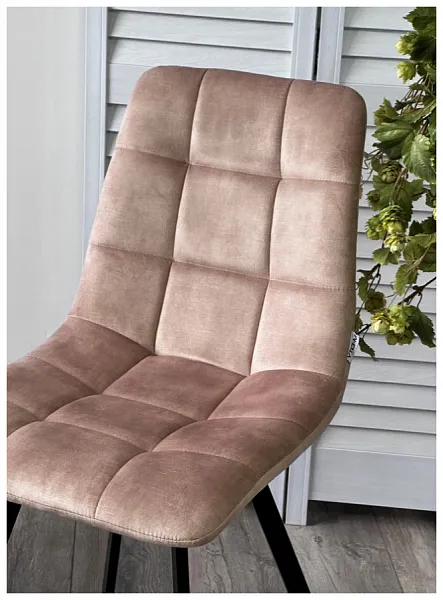 Стул CHILLI SQUARE VT5001-2 античный бежевый, велюр без "пальчиковый"/ черный каркас фото 2