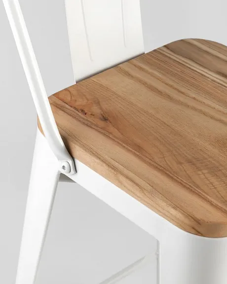 Стул полубарный TOLIX WOOD со спинкой белый глянцевый фото 6