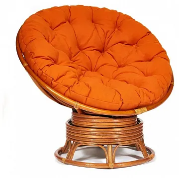 Кресло-качалка ",PAPASAN", w 23/01 B / с подушкой / Cognac (коньяк), ткань Оранжевый, С 23