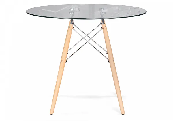 Стол PT-151 90х90х76 clear glass / wood фото 2